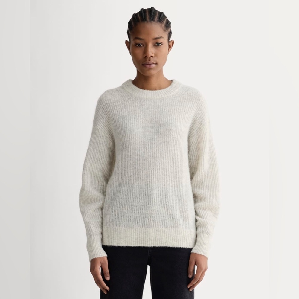 Everlane Gray & Beige The Coco Crewneck in Alpaca Sweater Women’s Size Medium